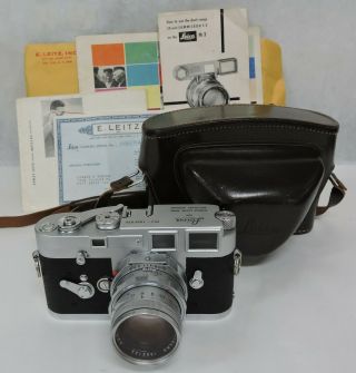 Vtg Leica M3 Rangefinder Camera W/leitz Wetzlar Dual - Range Summicron 1:2/50 Lens