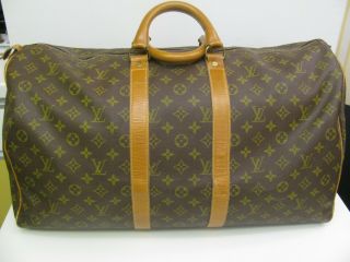 Vtg Authentic Louis Vuitton Monogram Canvas Keepall 55 Duffel Bag