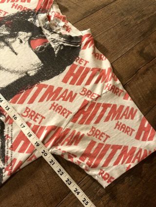 Vintage 90s BRET ‘HITMAN’ HART WWF Titan Sports 1993 All Over Print T Shirt 5