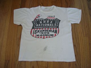 Vtg 1963 ISKENDERIAN 505 Magnum NHRA Indy Nationals T - Shirt Sml/Med VERY RARE 2