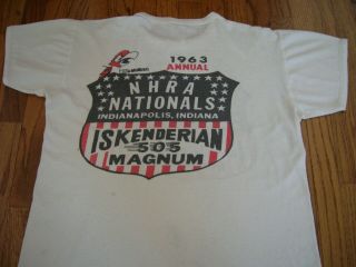 Vtg 1963 ISKENDERIAN 505 Magnum NHRA Indy Nationals T - Shirt Sml/Med VERY RARE 6