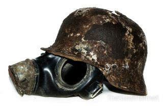 Ww2 German Helmet M40 Size 62 Winter Camo With Mask.  World War Ii Relic