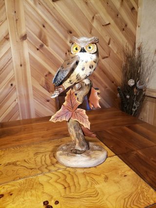 Screech Owl Wood Carving Birds Of Prey Songbird Carving Duck Decoy Casey Edwards