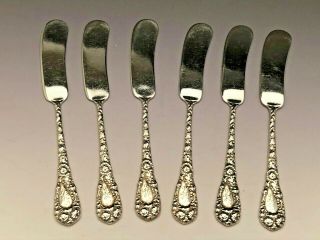 Chrysanthemum By Durgin Sterling Silver Set Of 6 Butter Spreaders 5 3/8 ",  Mono