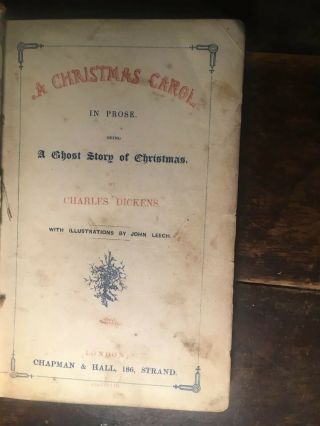CHARLES DICKENS - A CHRISTMAS CAROL - FIRST EDITION - 1843 - VERY RARE - CLOTH 3