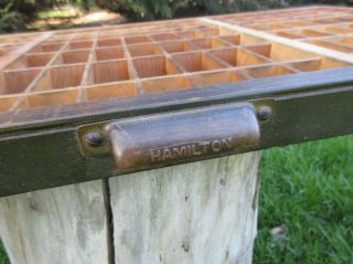 Antique Letterpress Hamilton Triple Cap Case / Printers Tray / Shadow Box e1 3