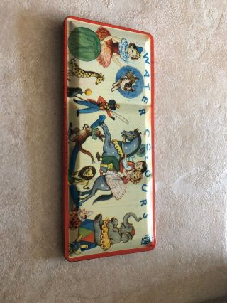 Vtg Circus Tin Litho Water Colors Colours Paint Box Liebetruth Made In England