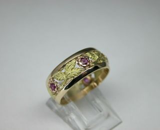 Antique Art Deco Retro Ruby 14k Gold Eternity Band Wedding Ring