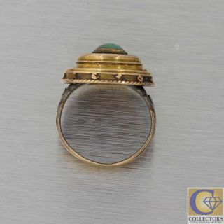 1880s Antique Victorian Estate 14k Yellow Gold Turquoise Cocktail Ring Y8 3
