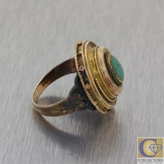 1880s Antique Victorian Estate 14k Yellow Gold Turquoise Cocktail Ring Y8 4