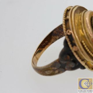 1880s Antique Victorian Estate 14k Yellow Gold Turquoise Cocktail Ring Y8 5
