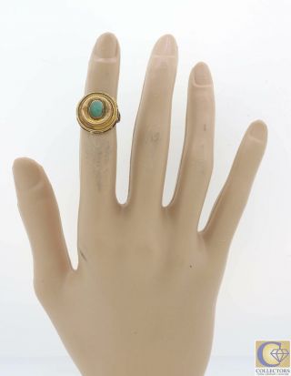1880s Antique Victorian Estate 14k Yellow Gold Turquoise Cocktail Ring Y8 6