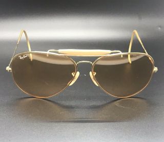 Vintage B&l Ray Ban Amber Tone Aviator Sunglasses