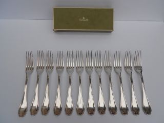 Complete Set Of 12 Forks Silverplated Christofle Pompadour Pattern