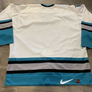 Vtg San Jose Sharks Nike Authentic NHL Jersey 52 XL 90s Air Knit Blank White 4