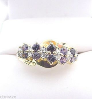 NATURAL COLOR CHANGE GARNETS.  76 TCW and DIAMONDS 10K GOLD RING BAND 4