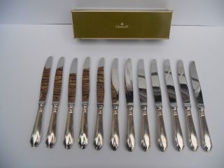 Complete Set Of 12 Knives Silverplated Christofle Pompadour Pattern