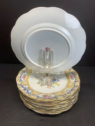 VTG 19TH C.  ROYAL ALBERT VALENTINES BLUE BOW RIBBON DESSERT PLATES SET OF 12 2