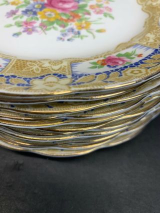 VTG 19TH C.  ROYAL ALBERT VALENTINES BLUE BOW RIBBON DESSERT PLATES SET OF 12 3