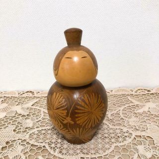 2x Vintage 30cm & 20cm Kuribayashi Issetsu Wooden Sosaku Kokeshi Doll 2