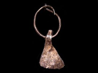 Very Rare Celtic Silver Axe Shaped Pendant Earring,  As Found,