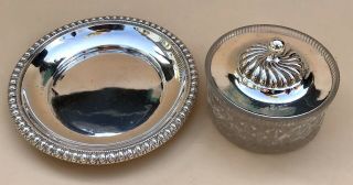 LOVELY SOLID SILVER & CUT GLASS BUTTER DISH,  BIRM 1899 5