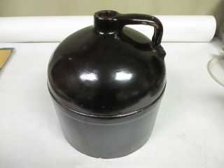 Primitive Brown Crock Jug 1 Gal, .