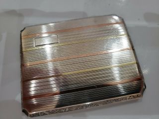 Elgin Sterling Silver 14k Gold & Rose Gold Inlay Antique Cigarette,  Card Case