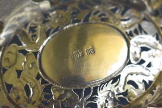 Antique HUNG CHONG Chinese Export Silver Dragon Pierced CALLING CARD TRAY 3