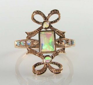 Long 9k 9ct Rose Gold All Aus Opal Bow Tie The Knot Art Deco Ins Ring Size