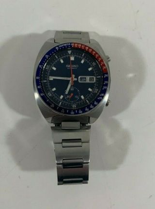 Vintage Mens Seiko Pogue Automatic 6139 - 6005 Pepsi Chronograph Wristwatch Watch