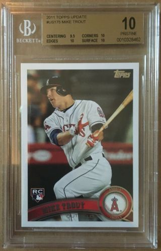 2011 Mike Trout Topps Update Us175 Rookie Bgs 10 Pristine Rare Rc Psa 10