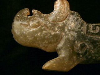 Good Quality Chinese Old Jade Hand Carved Rhinoceros Statue G096 2