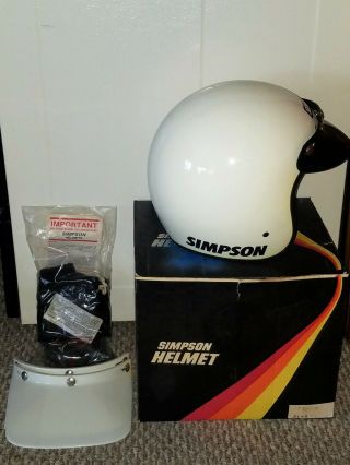Vtg 1980s Nos Simpson Carbon Fiber Motorcycle Racing Race Car Helmet Bell Magnum