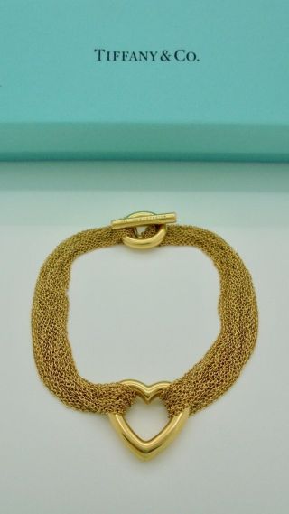 Authentic Tiffany & Co.  Heart Chains 18k Yellow Gold Bracelet - Rare