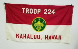 Vintage Boy Scouts America Flag Troop 224 Kahaluu,  Hawaii Nyl Glo Stitched Bsa