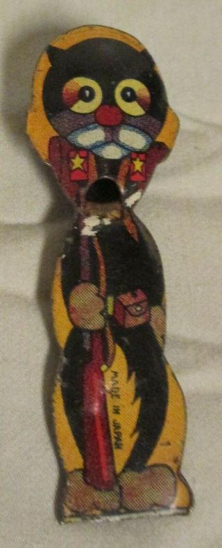 Rare Vintage Cat Tin Litho Whistle Made In Japan -