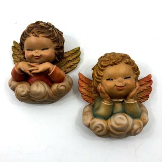 Vintage Anri Ferradiz Cherubs Angels Clouds Wooden Italy Hand Made