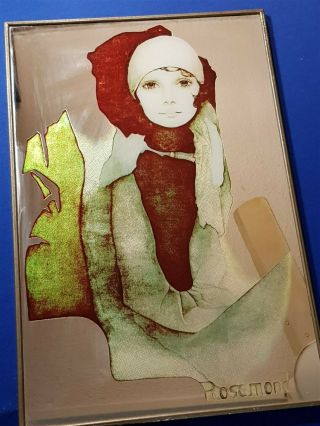 Vintage Retro Art Deco Style Wall Hanging Mirror Glamours Lady Japan