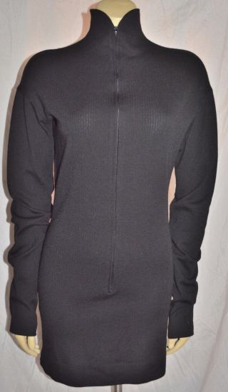 Romeo Gigli Black Wool Knit Long Sleeve Tunic Mini Sweater Dress 42 Vintage 8
