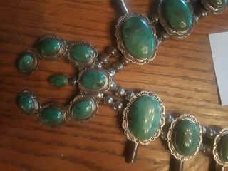 ANTIQUE squash blossom necklace KINGMAN Turquoise Sterling 160 grams 26 