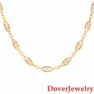 Estate 14k Yellow Gold Fancy Link Chain Necklace 5.  0 Grams Nr