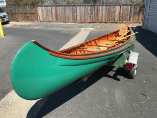 18ft Vintage 1938 Old Town Canoe With Trailer.  Great Shape