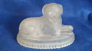 Collectable C19th Vict Un - Registered John Derbyshire Frosted Glass Dog Figure