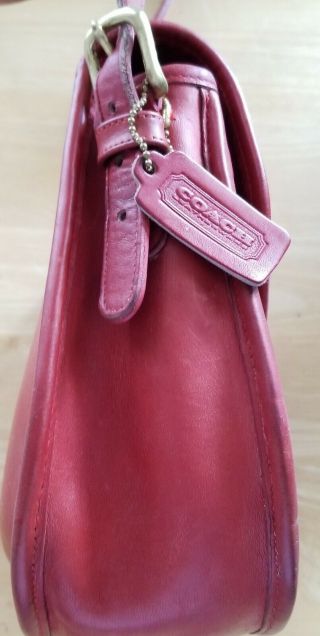 Vintage Coach NYC Bonnie Cashin Red Leather Shoulder Handbag 9734 3