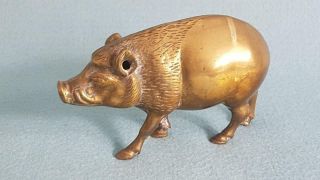 Tremendous Early 19th Century Well Modelled Small Cast Brass Wild Boar Figure
