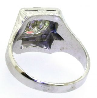 Vintage 14K WG 3.  30CTW diamond & Blue sapphire unisex ring w/ 3.  0CT diamond 4