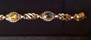 Georg Jensen Signed 18k Gold 750 Sapphire & Ruby Gemstone Link Bracelet Rare 3