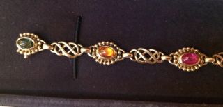 Georg Jensen Signed 18k Gold 750 Sapphire & Ruby Gemstone Link Bracelet Rare 5
