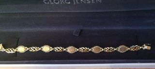 Georg Jensen Signed 18k Gold 750 Sapphire & Ruby Gemstone Link Bracelet Rare 9